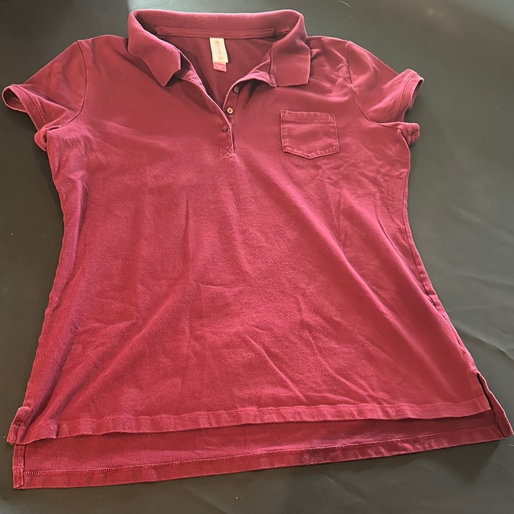 No Boundaries Burgundy Button Down Polo Shirt